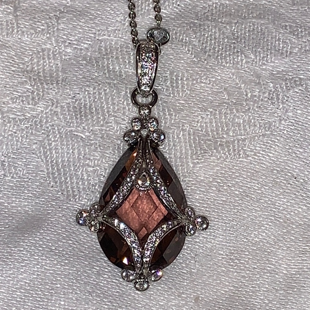Amethyst Crystal XO EC Pendant & Silver Chain